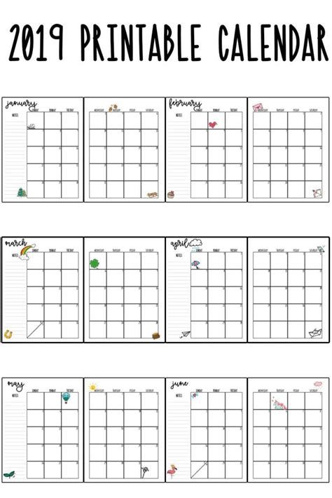 2019 Printable Calendar Free Blank Calendar Printable Calendar