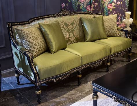 Casa Padrino Luxury Baroque Living Room Sofa Green Black Gold 209 X