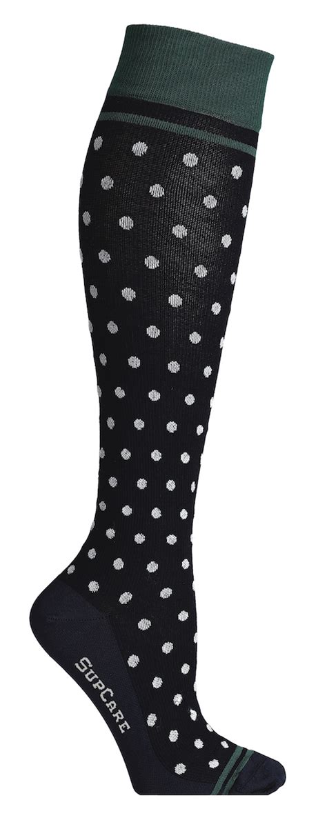 compression stockings bamboo black with white dots