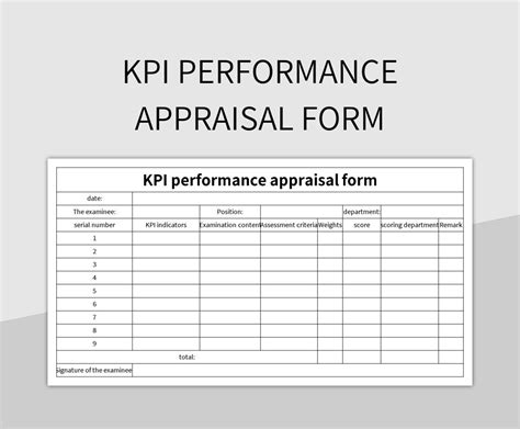 Employee Performance Appraisal Form For Kpi Appraisal Excel Template
