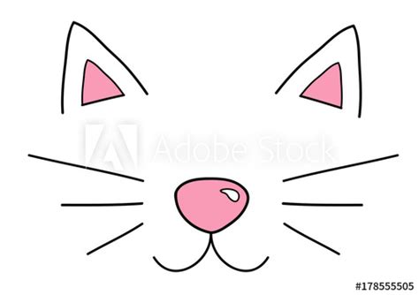 Cute Cat Head Vector Illustration Doodle Drawing Cat