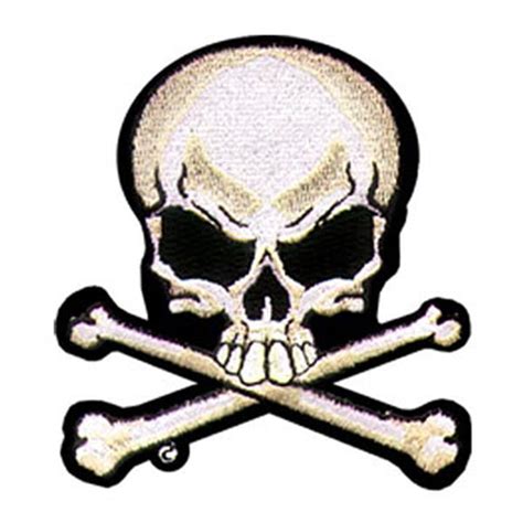 Skull And Crossbones Patch Embroidered Biker Heat Seal Backing