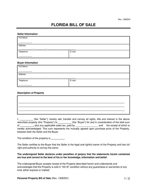Free Florida Bill Of Sale Forms Printable Pdf And Word