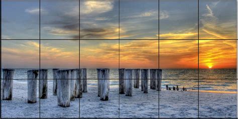 Tile Mural Naples Pilings I By Sean Allen Beach Style Tile Murals