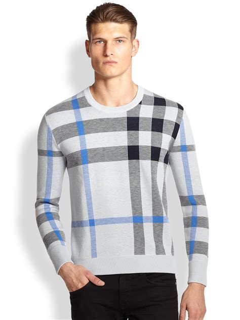 Lyst Burberry Brit Redbury Check Sweater In Blue For Men