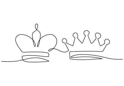 One Continuous Single Line Hand Drawing Of King Crown 10819932 Vector