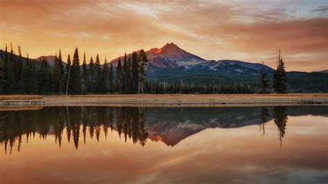 Nature Landscape Mountain Water Clouds Trees Forest Lake Reflection Sunset Wallpapers