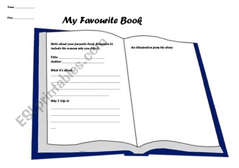 My Favourite Book Sheet Esl Worksheet By Rpia