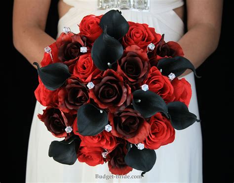 Ava Wedding Flower Package Black Wedding Flowers Red Bouquet Wedding