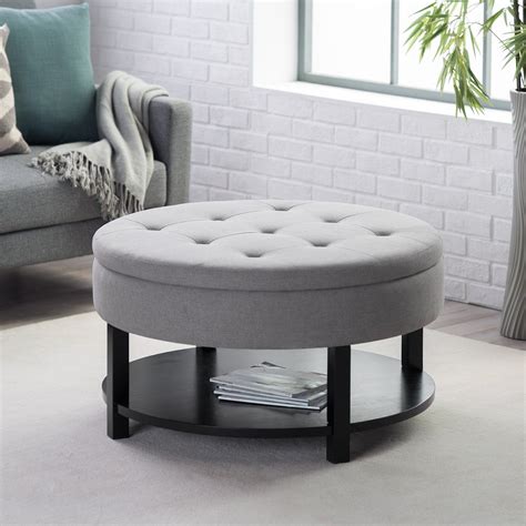 Upholstered Coffee Table Round Hayley Ferrell