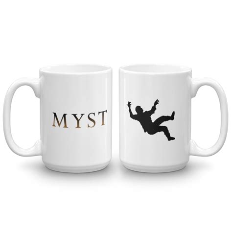 Myst Iconic Logo Falling Man Mug 15oz Cyan Worlds
