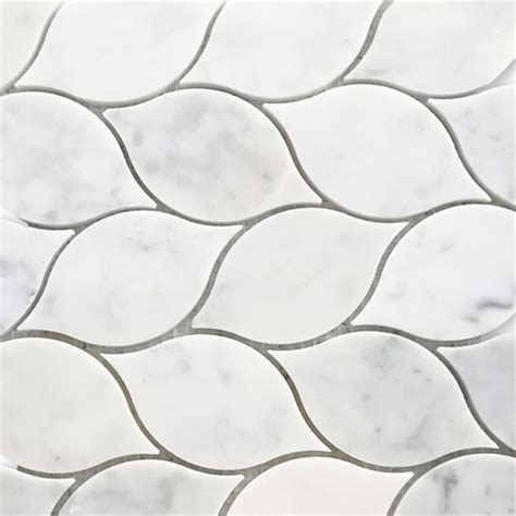 Carrara White Marble Leaf Shape Medi Mosaic Tile Polished Mosaic
