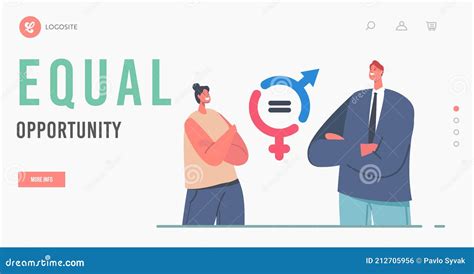 Gender Balance And Equality Landing Page Template Businessman And