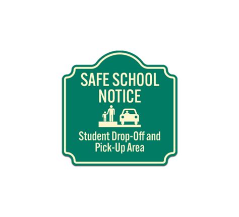 Student Drop Off And Pick Up Area Aluminum Sign Non Reflective