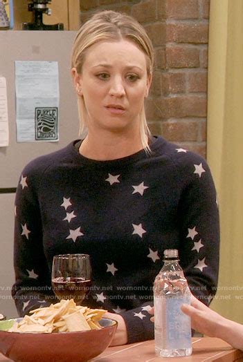 Wornontv Pennys Navy Star Print Sweater On The Big Bang Theory