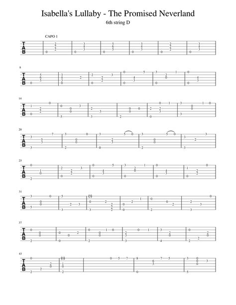 Isabellas Lullaby The Promised Neverland Sheet Music For Guitar Solo
