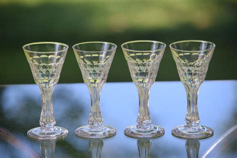 6 Vintage Etched Crystal Hollow Stem Wine Glasses Set Of 6 After Dinner Drinks 4 Oz Port