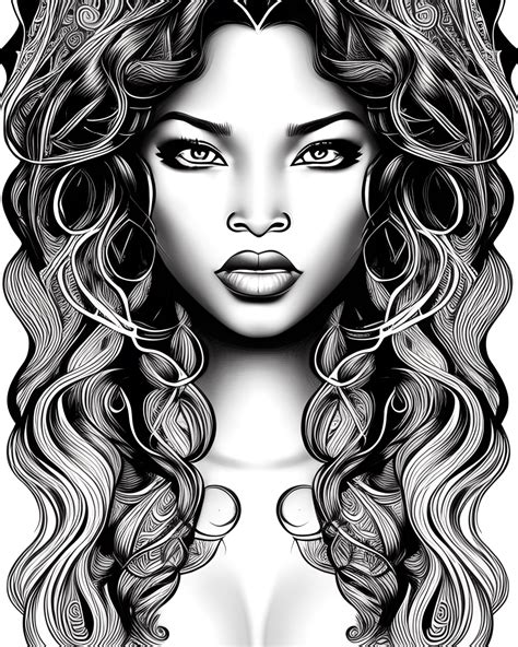 Stunning African American Woman Coloring Page Creative Fabrica