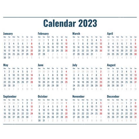 Calendário Simples Azul 2023 Calendário Png Calendário 2023