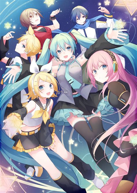 Hatsune Miku Kagamine Rin Kagamine Len Megurine Luka Kaito And More Vocaloid Drawn By