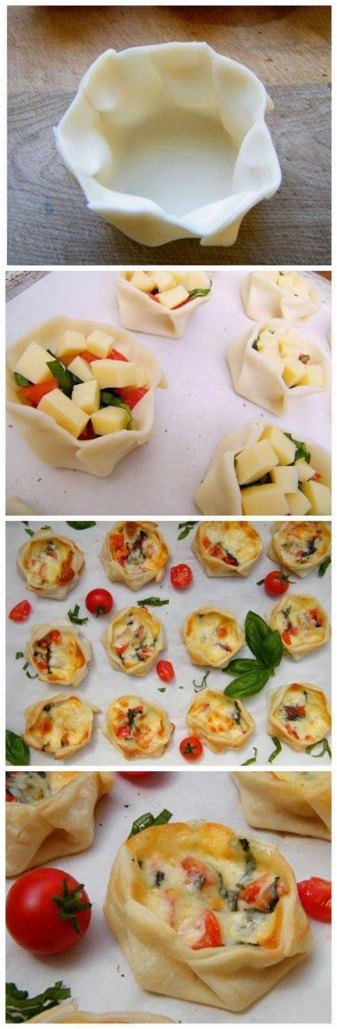 Make sure whatever fat you're using (butter, shortening, etc.) is cold. Canastitas Caprese-maybe use pie crust or filo dough..make extra small for appetizer | Catering ...