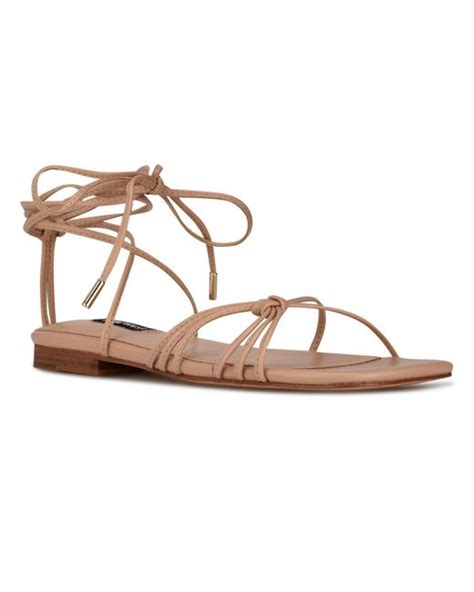 Nine West Minus Ankle Wrap Flat Sandals In Light Natural Natural Lyst