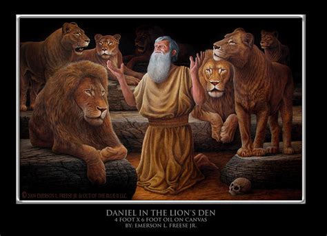 The front page of the internet. Daniel In The Lion's Den Painting by Emerson L Freese Jr