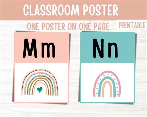 Boho Rainbow Alphabet Posters Editable Classroom Alphabet Etsy
