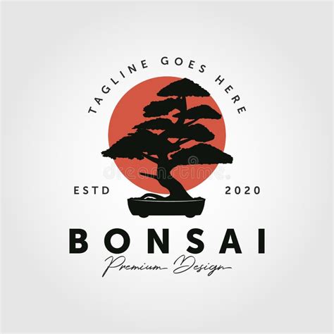 Bonsai Logo Design Silhouette Icon Vector Stock Vector Illustration Of Gardening Tree