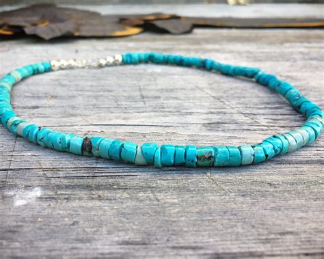 Turquoise Choker Necklace Disc Heishi Native American Indian Jewelry