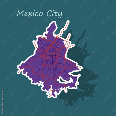 Sticker Color Map Of Mexico City Mexico City Plan Of Mexico City