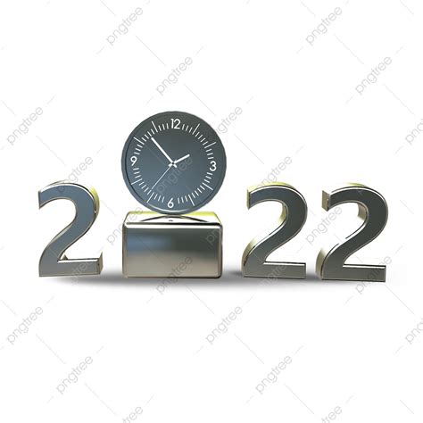 3d 2022 Letras De Año Nuevo Plateadas O Blancas Con Textura De Reloj