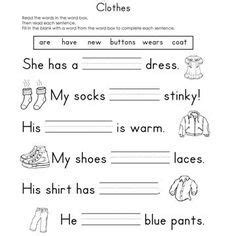 Try this halloween printable activity with your children. Help your child describe different articles of clothing by filling in the blank… | 1st grade ...
