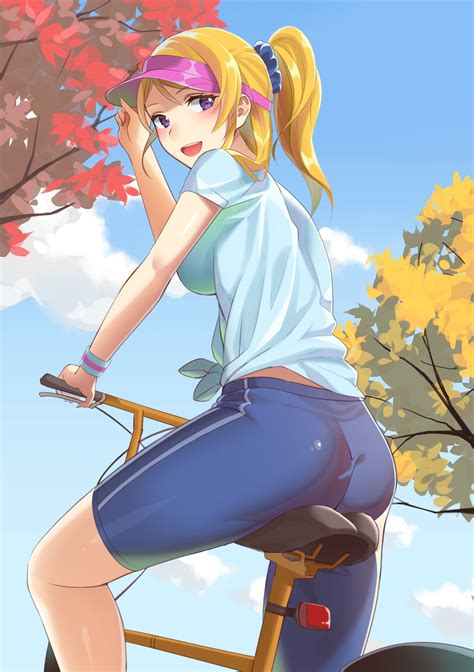 wallpaper illustration long hair anime girls ass bicycle shorts love live cartoon