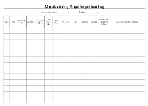 5 Quality Control Log Template Doctemplates