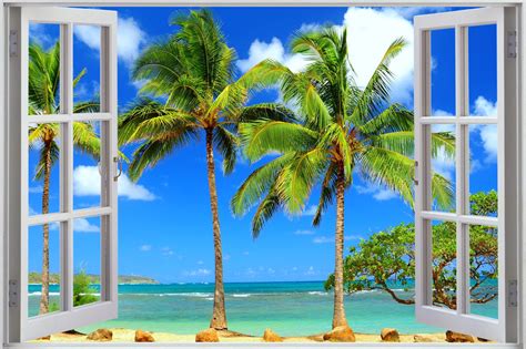 Window To Tropical Beach Full Hd Wallpaper And Background Image