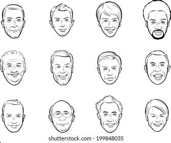 Whiteboard Drawing Cartoon Avatar Smiling Men Stock Vector Royalty Free Shutterstock