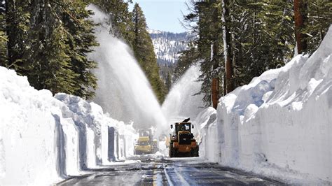 Tioga Road In Yosemite National Park Closed For The Winter Season Covered With Snow