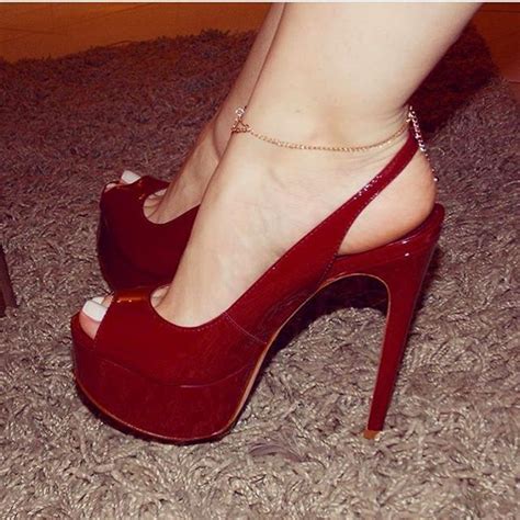 Red Slingback Peep Toe Platform Pumps Tacchi Close Up Shoes Tacones Heels