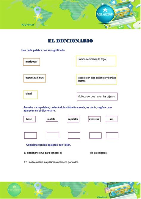 El Diccionario Ficha Interactiva Education Classroom Montessori