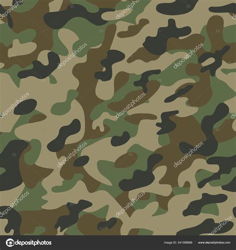 Texture Military Camouflage Seamless Pattern Green Vector Army Camo