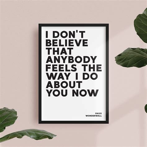 Wonderwall - Oasis - Song Lyric Print - Poster - Jellypress - Home Decor