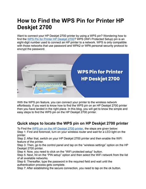 How To Find The Wps Pin For Printer Hp Deskjet 2700 By Printer Assistance Issuu