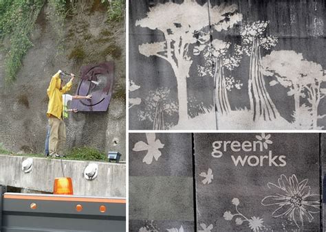 Artistically Cleaning City Walls Reverse Graffiti