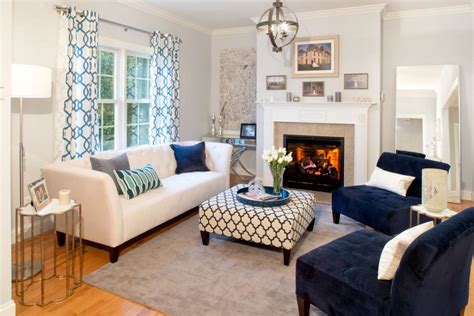 Bright Transitional Sitting Room With Deep Blue Accents Hgtv