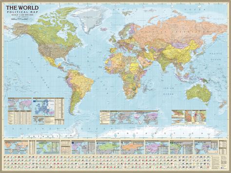 Political World Wall Map Miller Projection Images