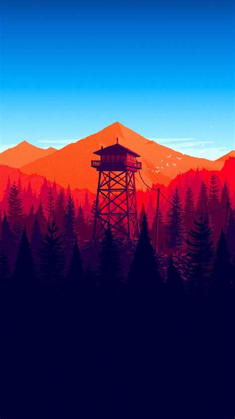 Download 1080x1920 Firewatch Forest Landscape In Game Minimalistic