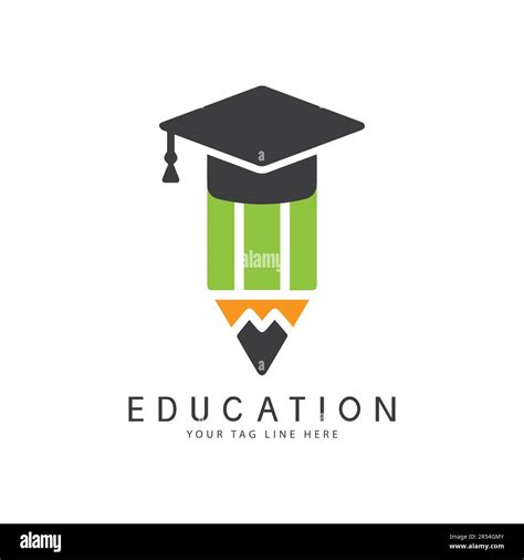 Education Logo Design Books Graduation Hat Logotype Pencil Vector Stock