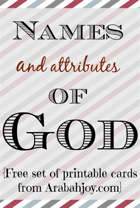 Names And Attributes Of God Free Printable Attributes Of God Bible