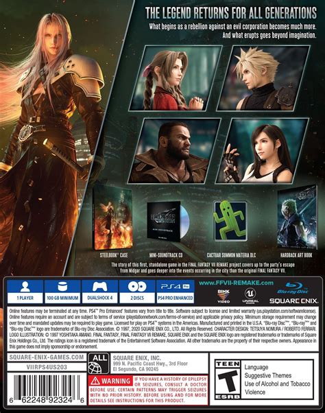 Final Fantasy Vii Remake Deluxe Edition Playstation 4